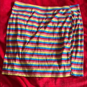 SHEIN Blue Red Ruched Wrap Mini Skirt